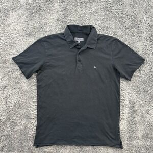 Rag Bone Polo Shirt Men Medium Dark Gray Cotton Short Sleeve Casual Classic